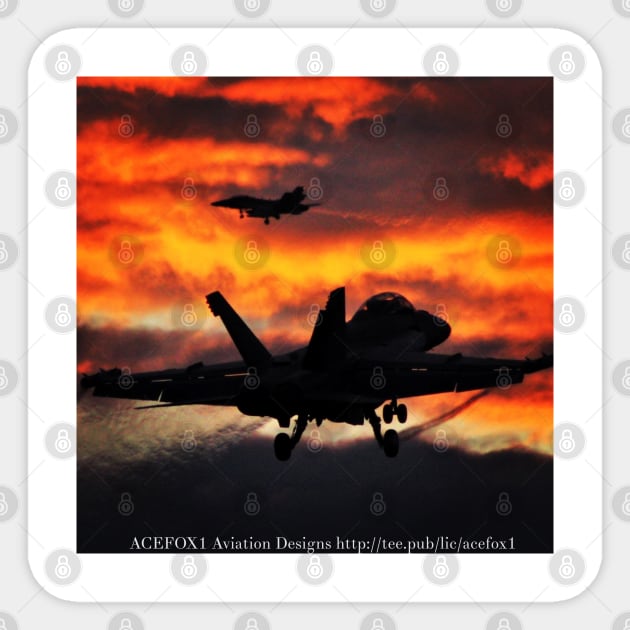 2-Sided Super Hornet at dusk Sticker by acefox1